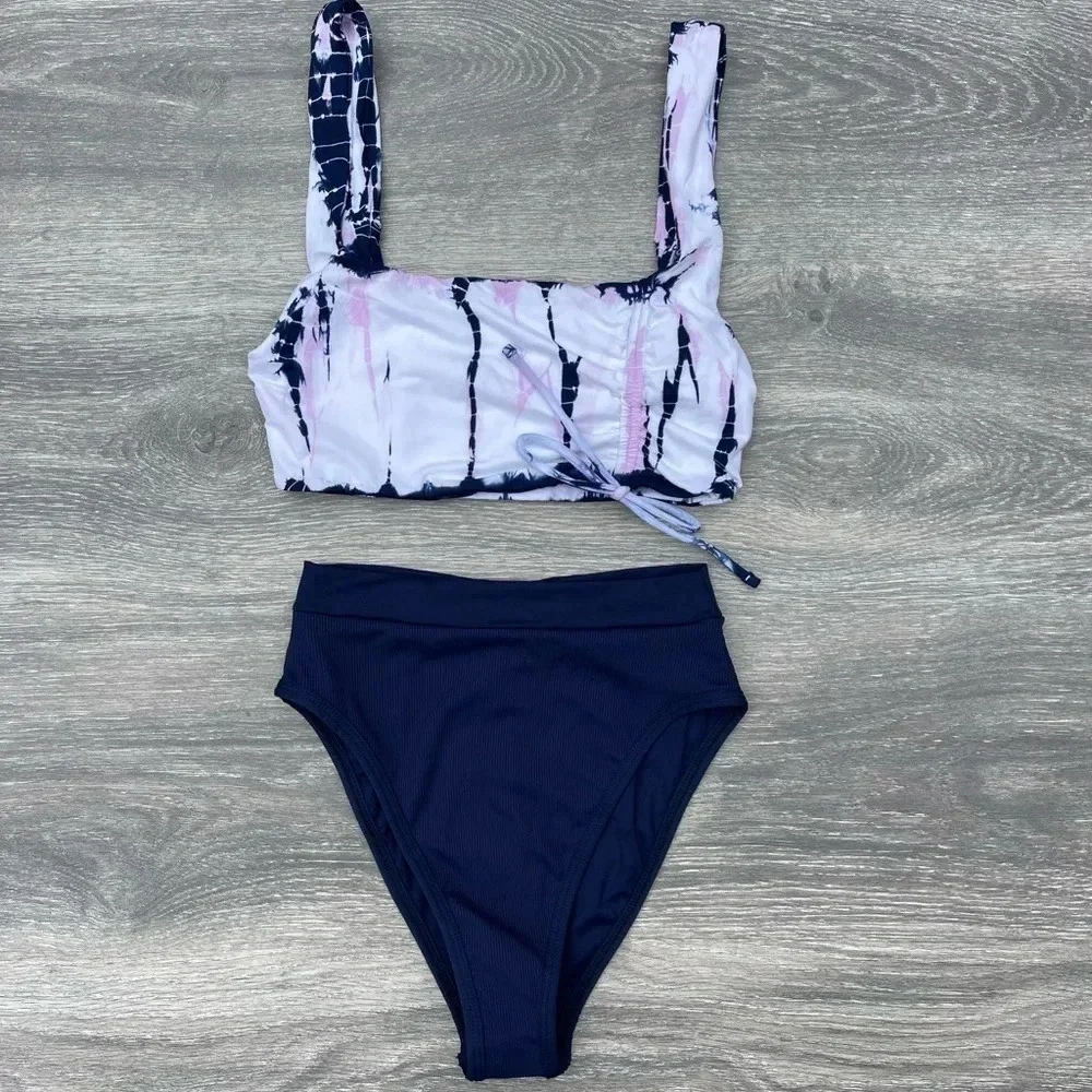 L*Space Tie Dye Wilder Bikini Top & Frenchi Bottoms, midnight blue
